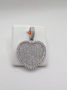 NWT 4.00 CTW Moissanite Heart Pendant 925 Sterling Silver Iced Out